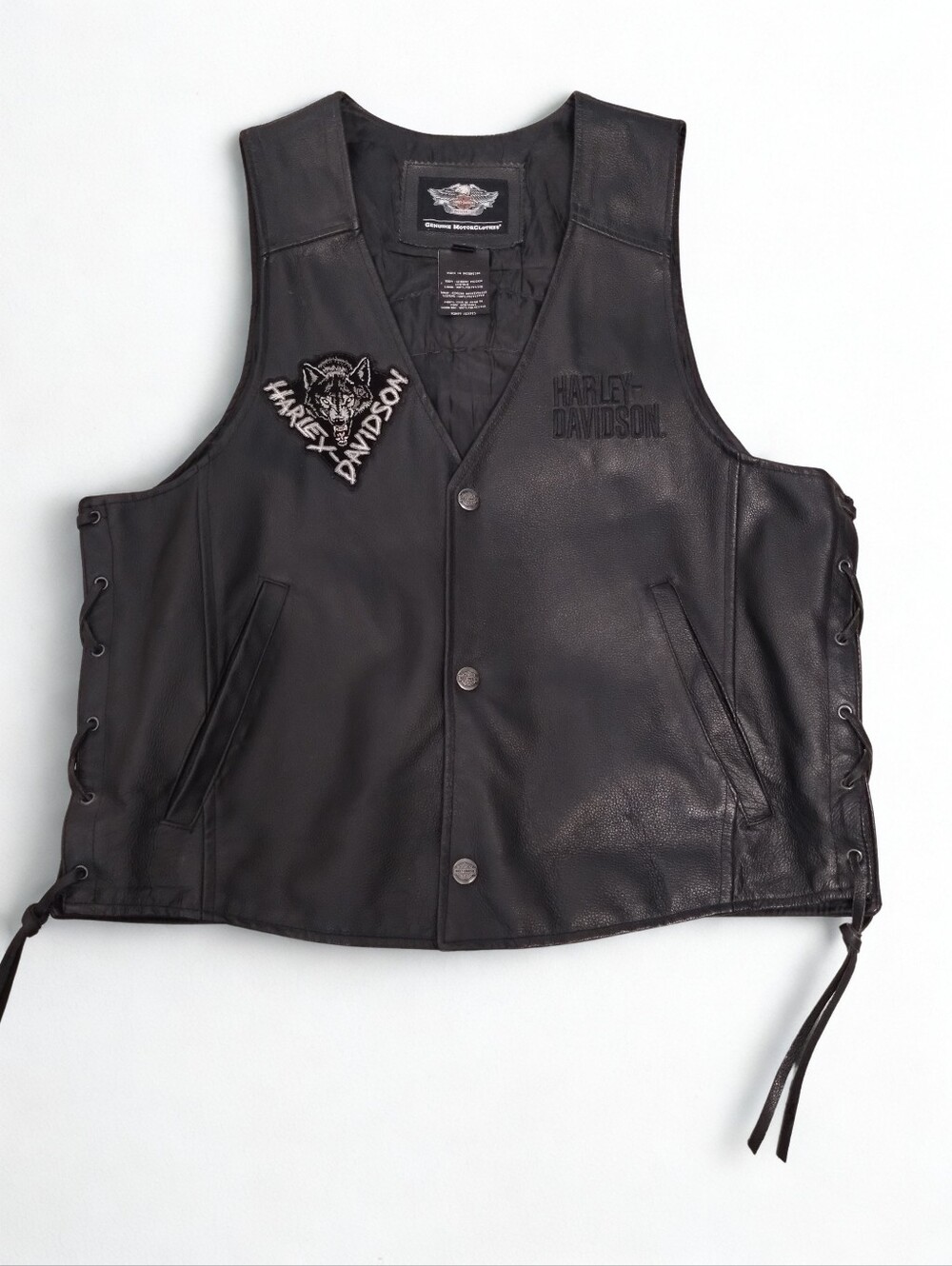 Harley Davidson Leather Vest Mens Size L